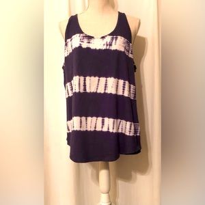 Universal Thread Women’s Navy Blue/White Tye-Dye Large Tank Top